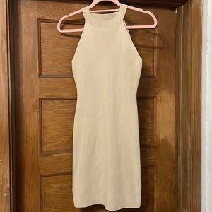 Sincerely Jules Tan High Neck Ribbed body-con‎ dress